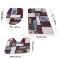 thumbnail image 3 of 3-Piece Bathroom Rug Set, Retro Patchwork Square Pattern Multi-Color Non-Slip Highly Absorbent Machine Washable Toilet Mat Set for Shower Tub Decor, 3 of 7