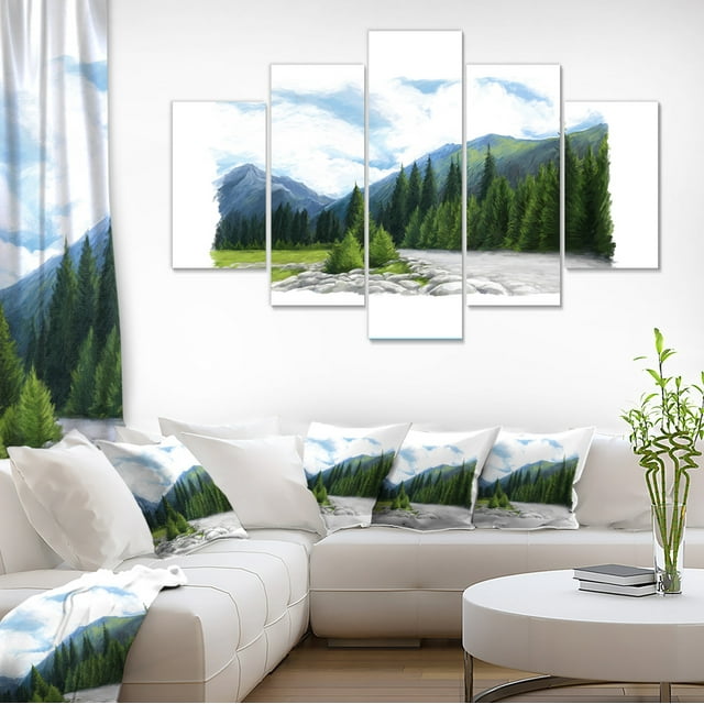 Happy Summer Pastures in Mountains - Landscape Canvas Art Print