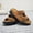 Reddish Brown, variant on Genuine Leather Platform Sandals for Women & Men Comfort Cork Footbed Slide Sandals with Double Adjustable Buckles Ladies Chunky Heel Slides Slip On Summer Beach Sandals Men's Casual Walking Sandals