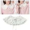 thumbnail image 5 of Women Lace Up Bowtie False Collar Choker Chiffon Blouse Shawl Cover Mini Cape DIY Shirt Dress Collar - White, 5 of 6