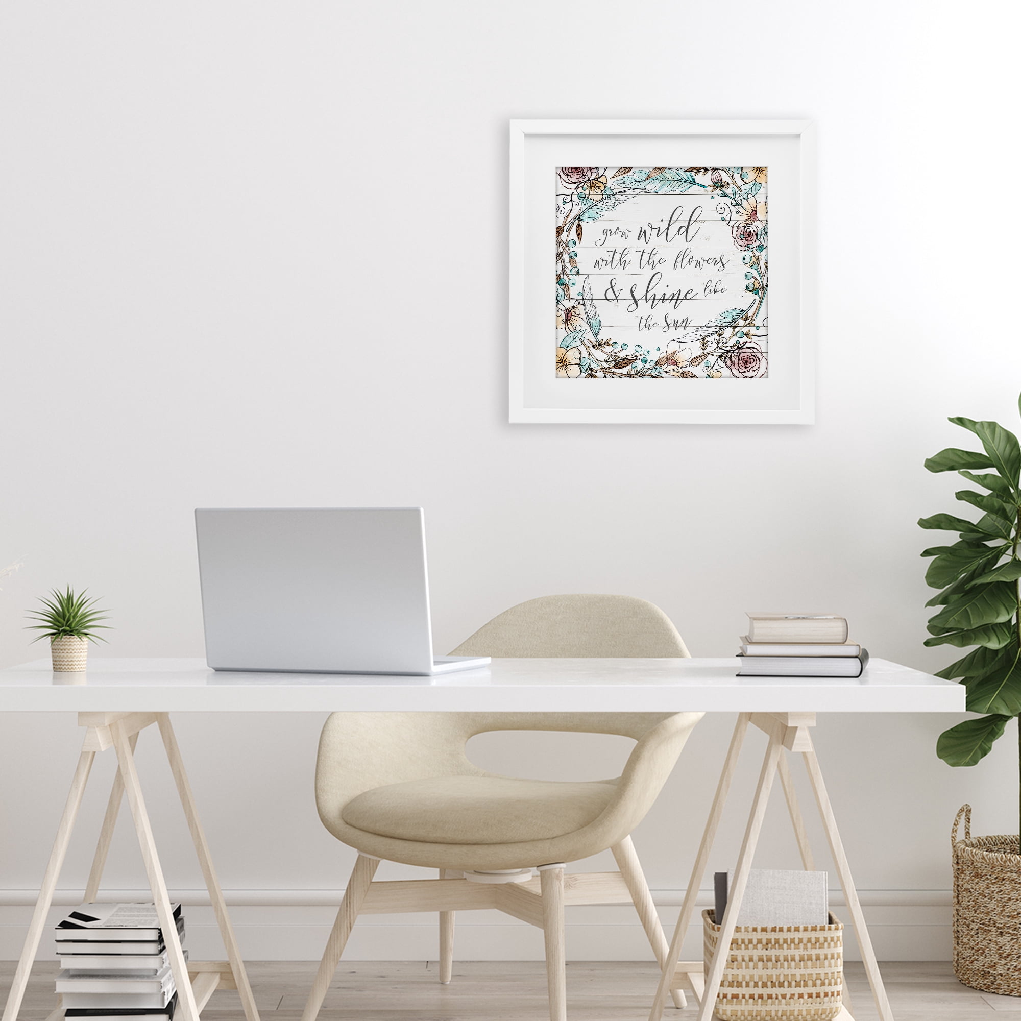 Stupell Industries Grow Wild With Flowers White Framed Print Under Glass, design by SD Graphics Studio