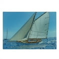 thumbnail image 2 of Nautical Cutting Board, Sailboat on the Sea Regatta Race Yacht and Windy Weather Competition Theme, Decorative Tempered Glass Cutting and Serving Board, Large Size, White Brown, by Ambesonne, 2 of 5