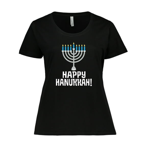 Inktastic Happy Hanukkah Menorah Women's Plus Size T-Shirt