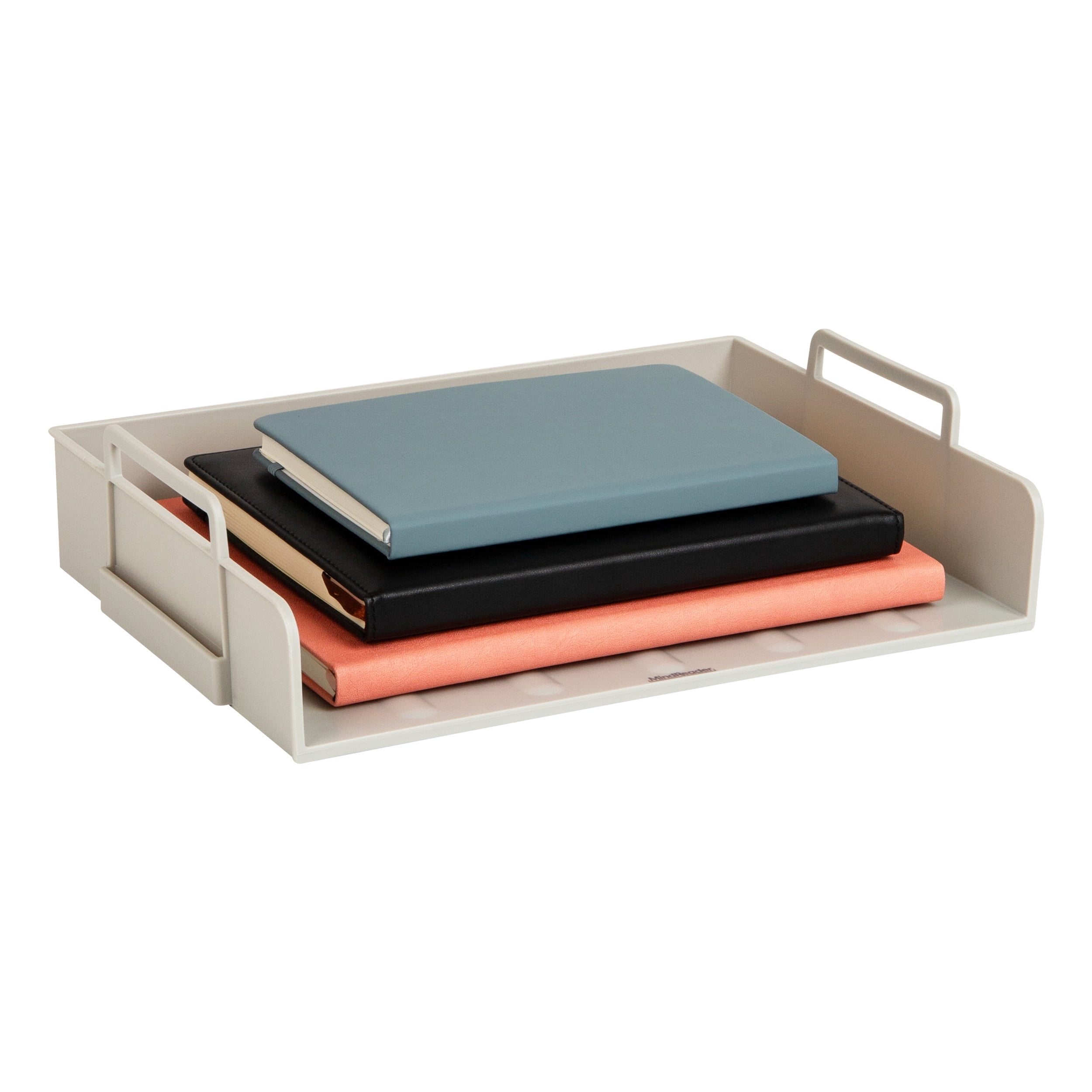 Mind Reader Stackable Paper Tray, Desktop Organizer, File Storage, Office, Plastic, 13.75"L x 10"W x 10.75"H, 4 Pcs., Beige
