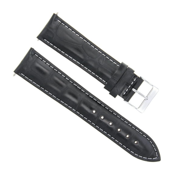 20MM ITALIAN LEATHER WATCH STRAP BAND FOR ORIS 65 DIVER WATCH BLACK WHITE STITCH