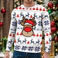 thumbnail image 2 of Chandail à Capuche Sans Capuche pour Hommes Hiver Chaud Col Rond Chandail Imprimé Flocon de Neige Père Noël Décontracté Confortable Doux, 2 of 4