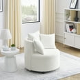 thumbnail image 3 of Canddidliike Wide 360-Degree Swivel Movable Round Barrel Chair, Button Tufted Sofa, Beige, 3 of 8