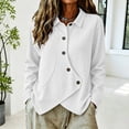 thumbnail image 2 of Tqcoqu Women's Waffle Knit Button Down Shirt,Point Collar Long Sleeve Asymmetric Irregular Hem Loose Casual Blouse Tops,2026 Fall Winter Trendy Clothes,White Women's S-XXL, 2 of 5