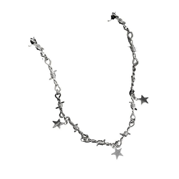 Necvior Punk Thorn Chain Collar Necklace Fashion Star Pendant Necklace Unisex Jewelry