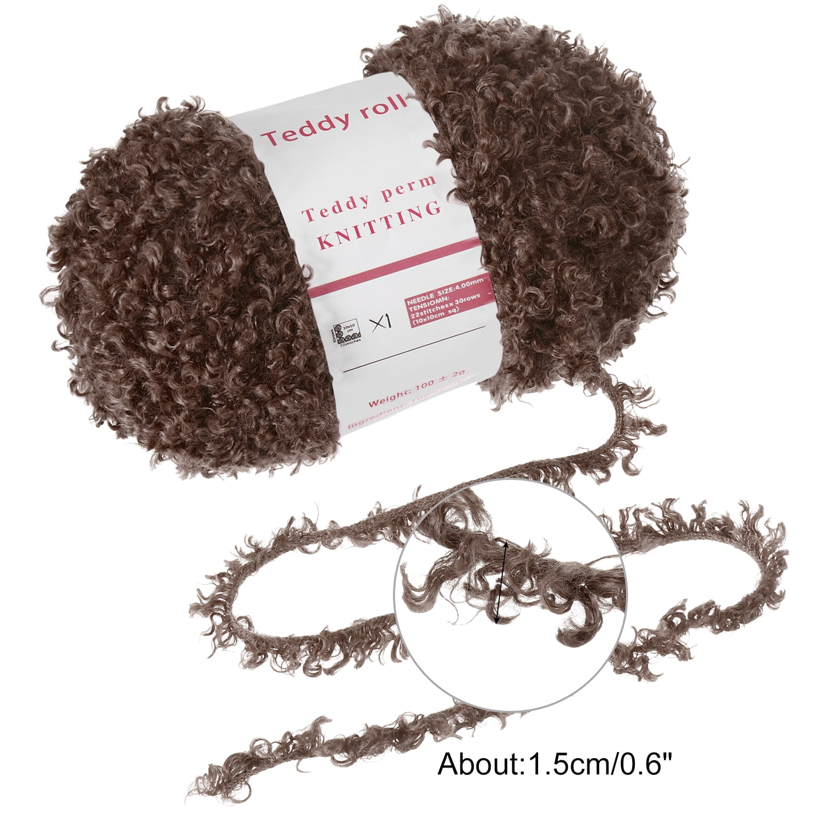 3 Skeins Eyelash Yarn Polyester Yarn Fur Soft Fluffy Chunky Yarn Fuzzy Eyelash Yarn Coffee for Crocheting Knit DIY Clothes Bag - 55Yard/50m, 3.53oz x 3
