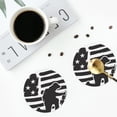 thumbnail image 4 of Disketp Memorial Day1 Funny Coasters,4 Pcs Leather Coasters with Holder, Perfect Housewarming Hostess Gifts,Protect Furniture from Water Marks Scratch and Damage-Round Shape, 4 of 6
