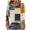 thumbnail image 2 of NJDVHB Blouses et Chemises à Manches 3/4 et Col Rond pour Femmes, T-shirt à Boutons Imprimé Mode pour Dames Manches 3/4 et Col Rond, 2 of 4