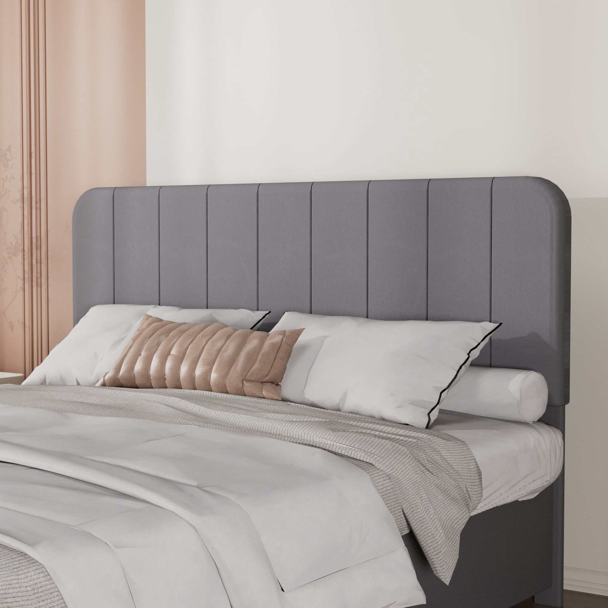 VECELO Full Size Bed Frame with 4 Storage Drawers, Modern Upholstered Platform Bed Frame with Adjustable Headboard, No Box Spring Needed, Dark Gray