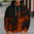 thumbnail image 2 of Miluxas Mens Hoodies Big and Tall Drawstring Causal Long Sleeve 3D Flame Print Graphic Pullover Crewneck Sweatshirts Brown, 2 of 5