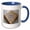 Blue/White, variant on 3drose, Image of Happy Pesach on Matzoh, 11oz Two-tone Blue Mug
