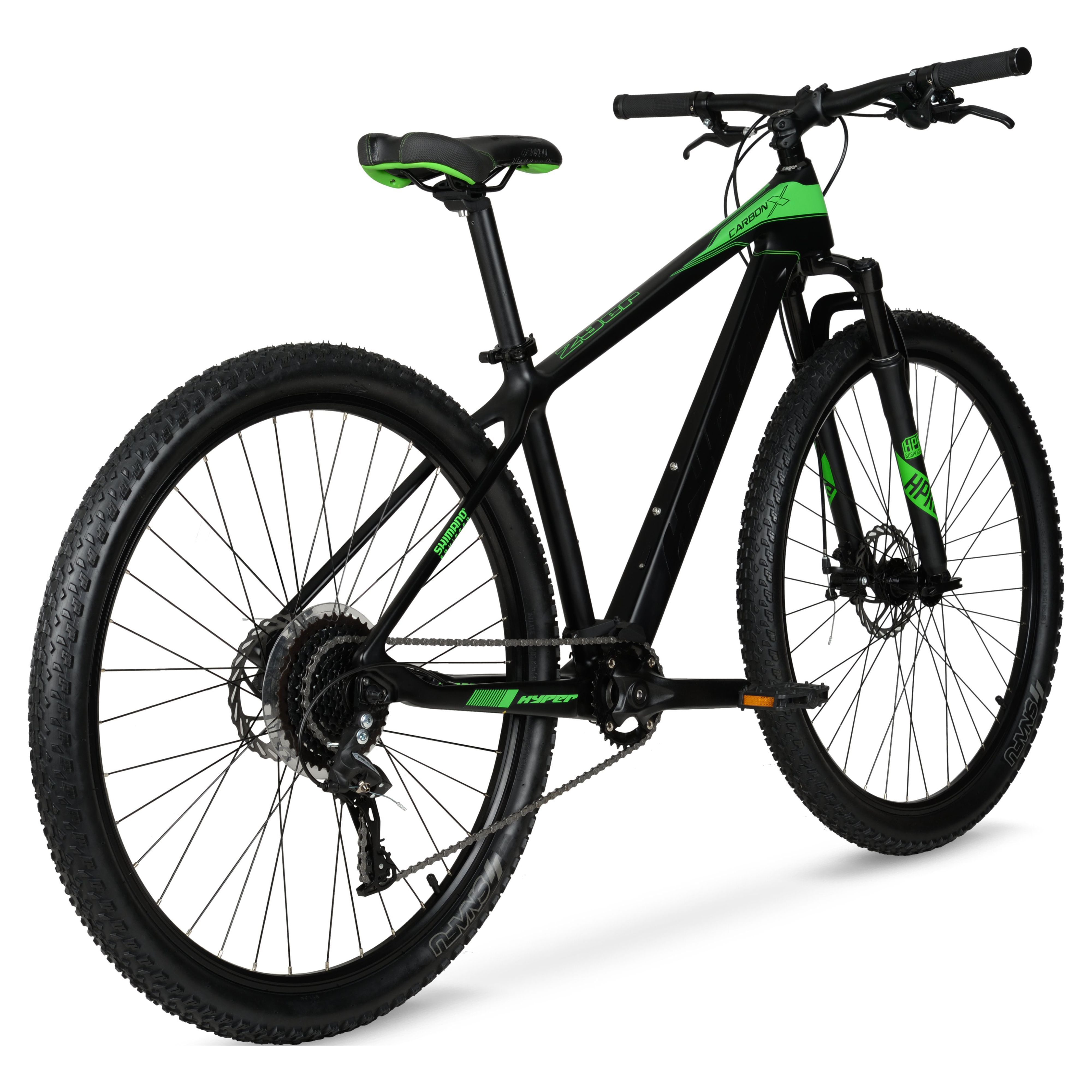 Hyper 29" Carbon Fiber Men's Mountain Bike, Black/Green - image 9 of 12