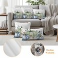 thumbnail image 6 of Blue Pumpkin Fall Outdoor Waterproof Pillow Covers, Green Thanksgiving Leaves Floral Decorative Square Throw Pillowcase Sofa Cushion Sham for Patio/Couch/Chair, 24"x24" 2 Pack, 6 of 8