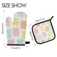 thumbnail image 2 of Yayeee Oven Mitts and Pot Holder Set of 4 Heat Resistant Kitchen Gloves Baking Hot Pad, Cute Gummy Bears Pattern, 2 of 5