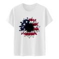 thumbnail image 3 of Hauts d'Été Grande Taille Hauts d'Été pour Femmes Imprimé de la Fête de l'Indépendance Vacances Manches Courtes Col Rond Décontracté Coupe Ample T-Shirts Graphiques Col en V T-Shirt Femme en Liquidation, 3 of 4