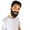 Black, variant on HPO White Short Boxed Stubble Beard with Connected Mustache - Fake Facial Costume Hair Props