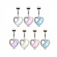 thumbnail image 2 of Belly Button Ring with Crystal Paved and Illuminating Stone Filled Heart - 14g, 2 of 8