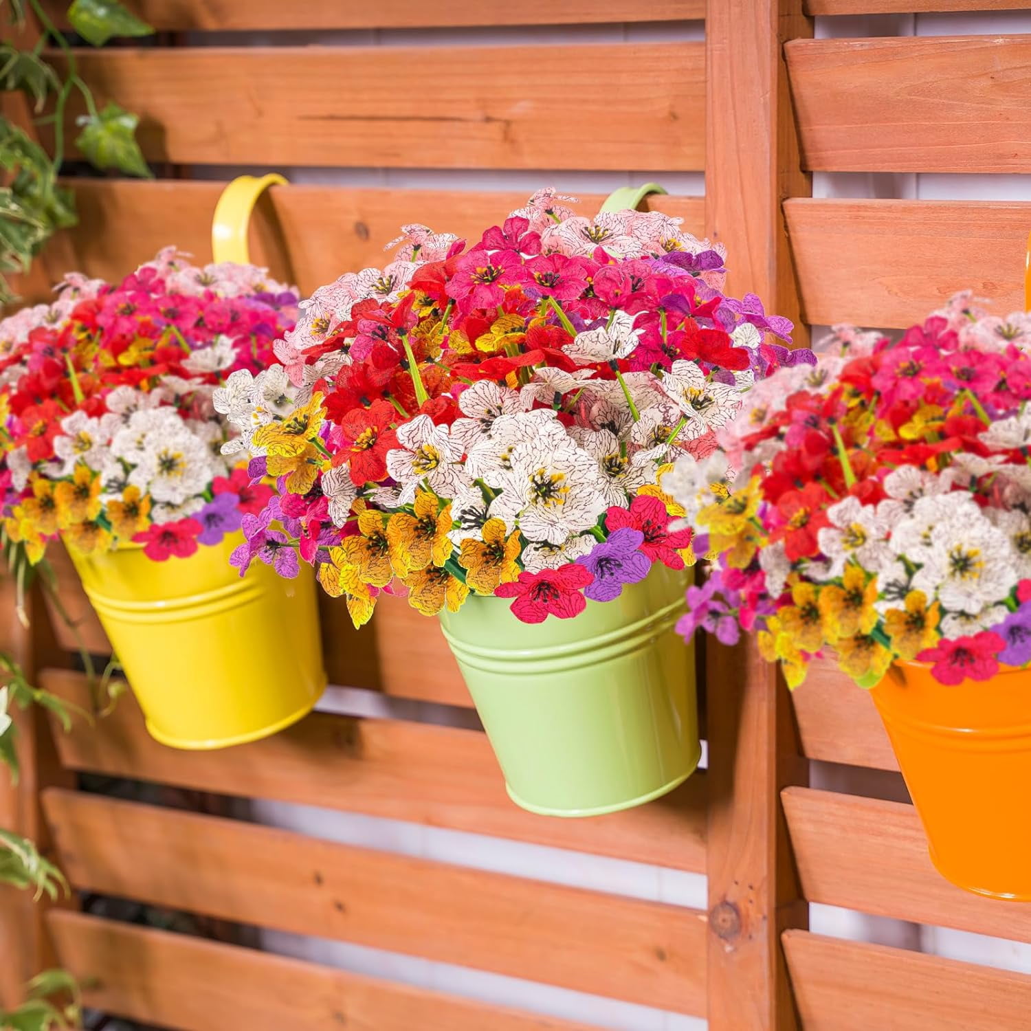 Artificial Flowers Outdoor No Fade UV Resistant Fake Plastic Flowers Faux Plants for Garden Patio Porch Window Box Home Wedding Farmhouse Hanging Décor