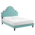 thumbnail image 2 of Modway Gwyneth Tufted Performance Velvet Full Platform Bed in Mint, 2 of 10