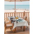 thumbnail image 6 of Teal Blue Floral Outdoor Tablecloth with Umbrella Hole, Vintage Rustic Botanical Beige Wooden Waterproof Outdoor Table Cover, Patio Tablecloths for Party Picnic Camping, Rectangle 60"x120", 6 of 9