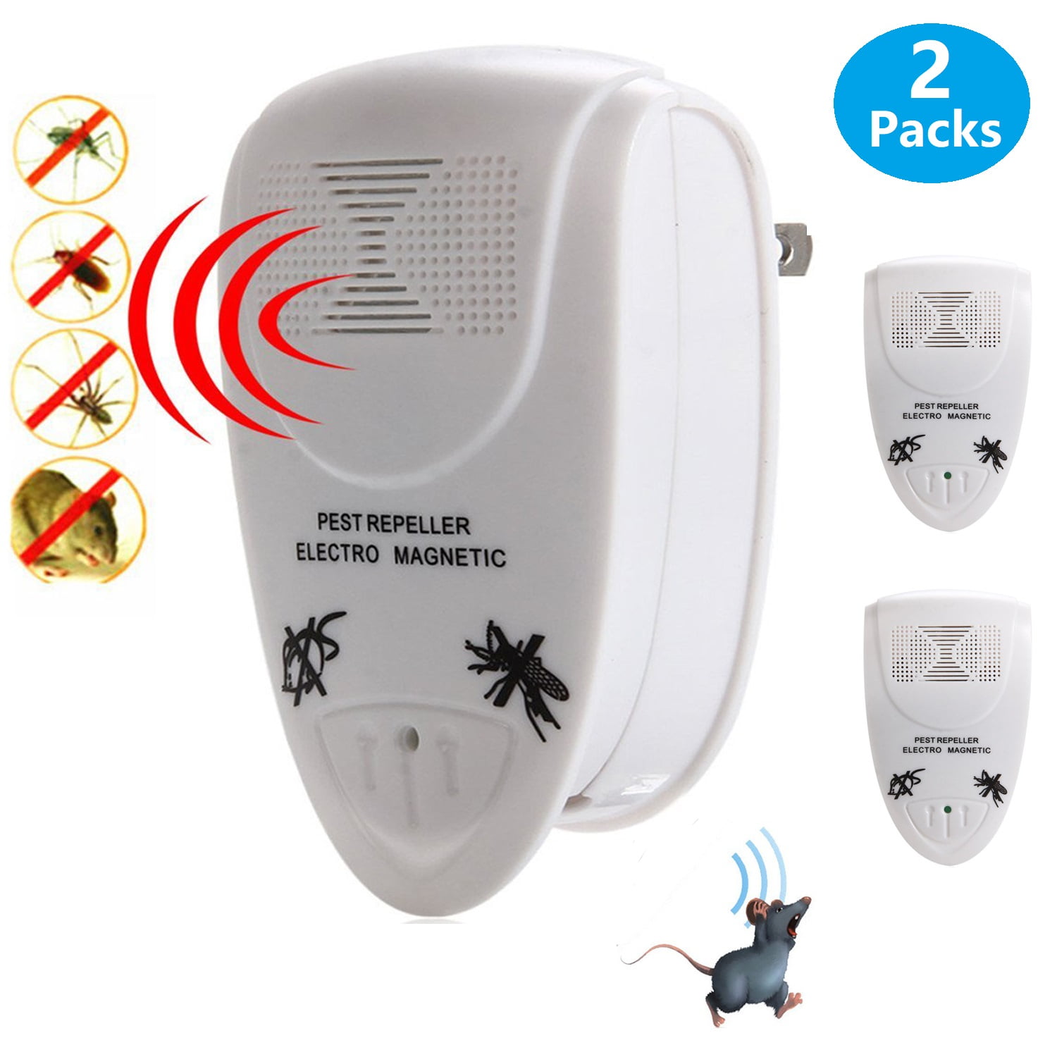 2PK Effective Ultrasonic Pest Repeller (2018Upgraded Version), Electronic Pest Reject Pest