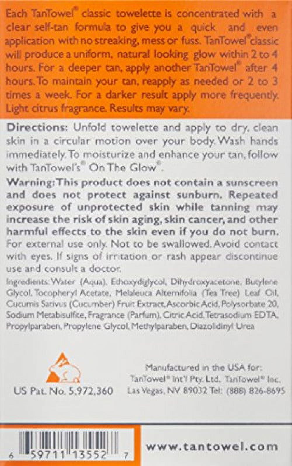 Tan Towel Self Tanner Towelette Half Body Classic, 10 Ct
