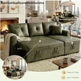 thumbnail image 6 of Pull-Out Convertible PU Leather Sectional Sofa Set with Reversible Chaise Lounge, Sleeper Loveseat Couch with Hidden Storage, 6 of 12