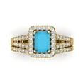 thumbnail image 2 of Clara Pucci 14K Yellow Gold 1.72 Simulated Turquoise Engraveable Engagement Ring + Wedding Band Set, 2 of 7