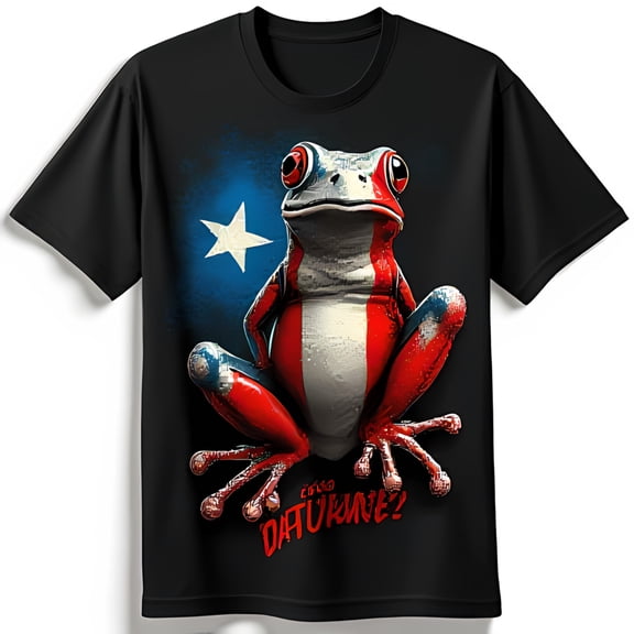 Black T-Shirt with Puerto Rican Graphic & Star Background