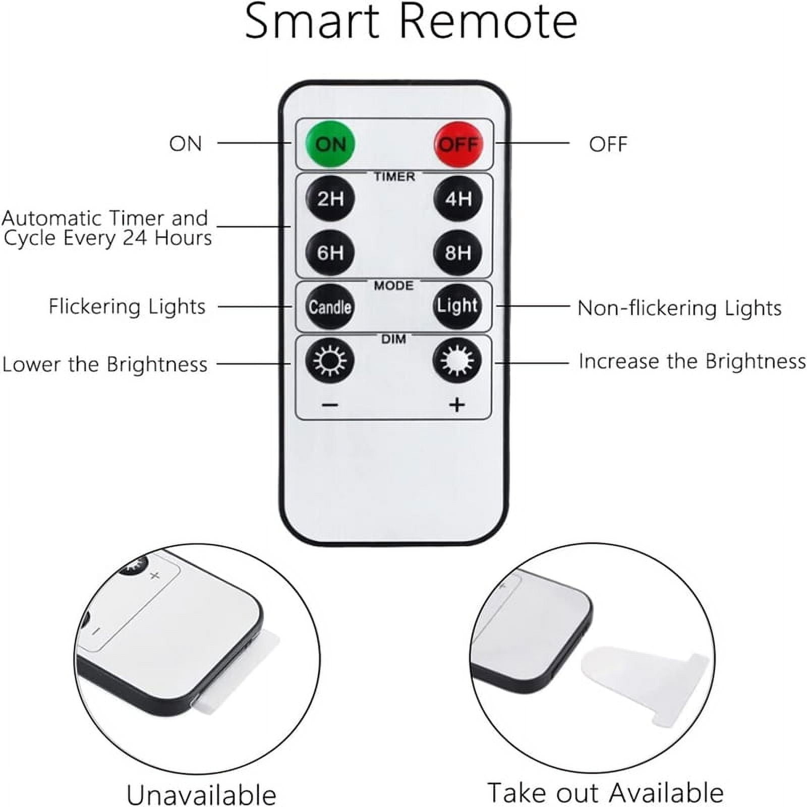LED Flickering Flameless Candles,Rechargeable Candle,Real Wax Candles with Remote Control,Electronic Waving Lamp Glossy