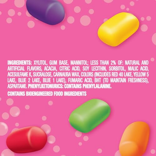 HUBBA BUBBA Sugar Free Rainbow Gum Bottle, 40 Count (Pack of 6)