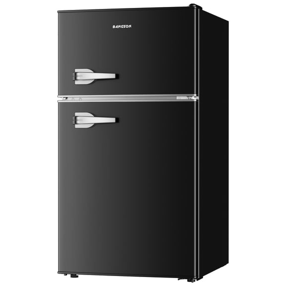 BANGSON 3.2 Cu.Ft Retro Mini Fridge with Freezer, Small Refrigerator for Dorm Room & Home Bar ,Black