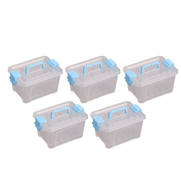 Organizador de caja de almacenamiento de 5 piezas, transparente, creativo, estuche de almacenamiento, accesorios Azul