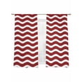 thumbnail image 2 of Red White Semi Sheer Curtains 63 Inch Length 2 Panels Set, Modern Abstract Waves Water Ripple Striped Sheer Kitchen Curtain Privacy Voile Window Curtain for Living Room Bedroom Rod Pocket Drapes, 2 of 7