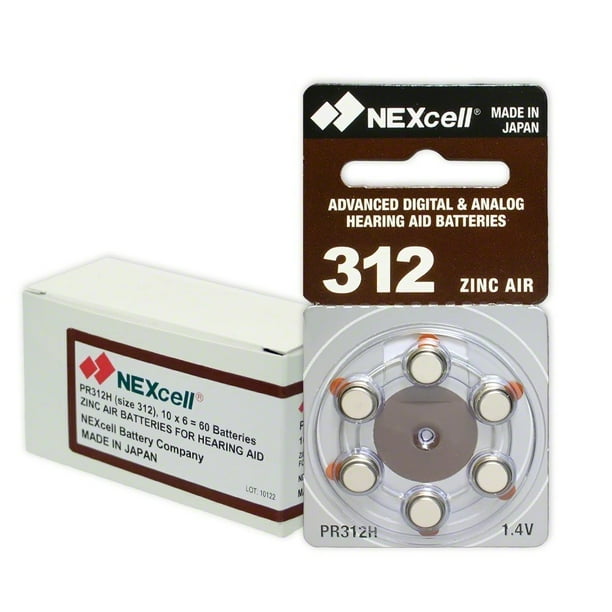 Hearing Aid Batteries Size 312, PR41 (60 Batteries), 34 Year Shelf