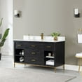 thumbnail image 2 of Kesia 60" Single Bathroom Vanity Set in Black Oak with Aosta White Composite Stone Countertop with Mirror, 2 of 8