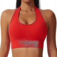 thumbnail image 3 of Sujetador deportivo con cuello halter Sin espalda Fitness Bustier Sujetador push up acolchado para mujer, 3 of 5
