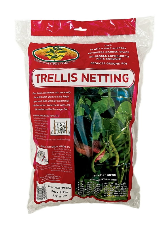 Trellis Netting 6.5ft x 12ft - 6" Clear Mesh - American Made, Food Grade Polypropylene, UV stabilized