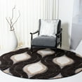 thumbnail image 2 of SAFAVIEH Florida Declan Geometric Shag Area Rug, Dark Brown/Ivory, 6'7" x 6'7" Round, 2 of 8