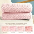 thumbnail image 6 of Exclusivo Mezcla Large Flannel Fleece Throw Blanket, Jacquard Weave Wave Pattern Blanket (50" x 70", Light Pink), 6 of 9