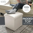 thumbnail image 4 of Simplify Faux Leather Folding Storage Ottoman Cube in Ivory, 4 of 9