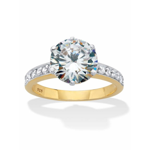 PalmBeach Jewelry Round Cut Cubic Zirconia Engagement Ring 4.18 TCW 18k Two-Tone Gold-Plated or Platinum-Plated Sterling Silver