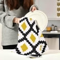 thumbnail image 3 of Yellow Geometric Pattern Tea Towels Set of 1 Modern Style Kitchen Dish Cloth with Hanging Loop, 18"x28"Lint-Free Absorbent Towel for Kitchen Drying Wiping and Cleaning, 3 of 7