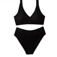thumbnail image 2 of VBVC Womens Bikini Sets Two Piece Swimsuits Solid Color High Cut Bathing Suits Split Swimsuit, 2 of 6