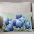 thumbnail image 3 of Navy Blue Tulip Throw Pillow Cover 12 x 20 Inch Decorative Pillow Cover Chic Elegant Flowers Botanical Sage Green Lumbar Pillowcase Seasonal Rectangle Cushion Case for Couch Sofa Bed Living Room, 3 of 7