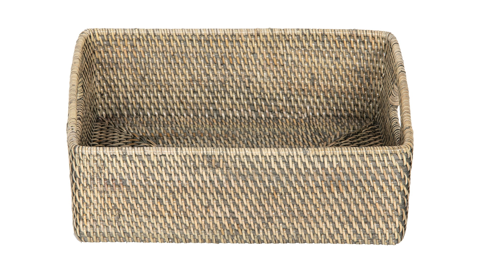 Kouboo Loma Rattan Shelf & Organizing Basket, Handwoven-Inspired Storage in Antique Black